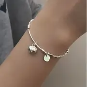 925 Sterling Silver Heart Bangle Silver - One Size