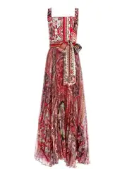 NWT Alice + Olivia Deonna in Euphoria Pleated Maxi Belted Tank Dress 6 $595