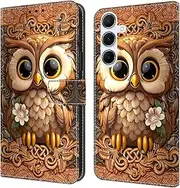 Mobile Phone Case for Samsung Galaxy A14 5G/4G Case PU Leather Flip Case Magnetic Shockproof Card Slot Foldable Protective Silicone Case Cover with Pattern Motif Flip Mobile Phone Case - Owls