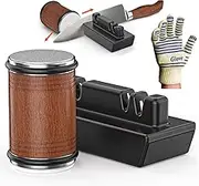 Rolling Knife Sharpener with Industry Diamonds,Sharpening Tool Works for Scissors,Grind and Polish the Blade,Magnetic Angle with 15 & 20 Degrees + Glove