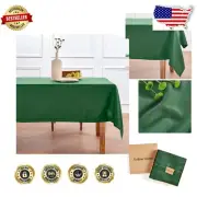 Timeless Pine Green Linen Tablecloth - 60 x 108 Inches for Weddings & Holidays