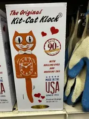 FESTIVAL ORANGE KIT CAT CLOCK 15.5" USA MADE Official Kit-Cat Klock