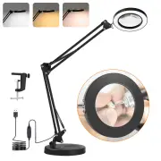 GOCHIFIX 2in1 10X Magnifying Glass with Light LED Magnifying Lamp with Stand and Clamp Rack,3 Color Modes 10 Level Brigh