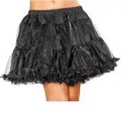 Black Petticoat Ruffled Trim Double Layered Fluffy Tulle Underskirt Costume 1400
