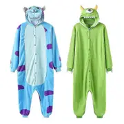 Sully Mike Kigurumis Cartoon Onesie Unisex Couple Overall Winter Funny Cute Homewear Monster Animal Jumpsuit Festival Gift white horn L( fit 165-17...