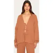 Chesnut Cheesecloth Textured Tie Front Shirt, Chesnut