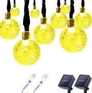 Lalapao 2 Pack Solar Globe String Ball Fairy Lights 30 LED (19.7ft) Warm White