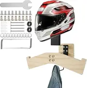Motorcycle Helmet Holder Wall Mount with Coat Hanger Heavy Duty Load Capacity Motorcycle Helmet Rack Motorcycle Helmet Stand Space Saving Helmet Display Hanger for Motorcycle Football Cycling