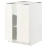 METOD base cabinet with shelves/2 doors, white/Vallstena white, 60x60x80 cm