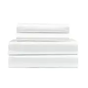 4pc Royal Comfort Satin Fitted Sheet Set w/2x Pillowcases White
