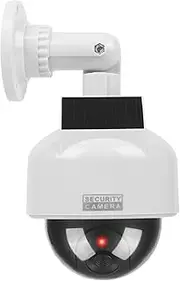 YSUCAU Solar Powered Dummy Fake CCTV Security Dome Camera with Flashing Red LED Light & Warning Security Alert Sticker Decal, Indoor/Outdoor Use