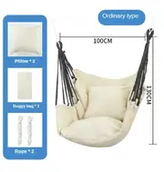 Hanging Swing Canvas Hanging Chair College Student Dormitory Hammock with Pillow Indoor Camping Swing Adult Leisure Chair White