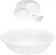 Winter Frost White Dinnerware Set, 18 piece with Corelle Livingware Serving Bowl 3 piece set, 950ml bundle