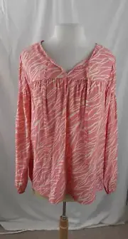 Nine West Women's M Coral Beige Long Sleeve Flowy Peasant Blouse Casual NWT