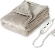 Electric Heated Blanket Throw, Super Cozy Soft 2-Layer Flannel 50" X 60" Heated