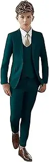 [YSMLOIU] 3 Pieces Suit for Boys for Wedding Double-Breasted Boys Outfits Boys Tuxedo Suit Formal Ring Bearer Outfit
