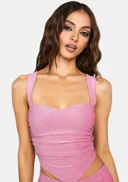 [SIMMI] Pink Glitter Corset Top