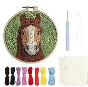 Yarn Punch Needle Kits Adults, Punch Needle Coasters Kit for Beginners Adults Kids, Embroidery Punch Needle Kits, Easy Tufted Rug Punch Decoration for Crafting Lovers