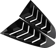 Gloss Black Rear Side Vent Quarter Window Louver Shutter Cover Trim Compatible For Ford Mustang 2015-2022