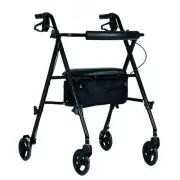Medline Walker 23.00" Curved Backrest Rollator 4-Wheel Folding Ultra-Light Black