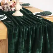 Emerald Green Velvet Table Runner 20 x 120 Inches 10ft Luxurious Thick Cotton...