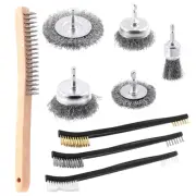 9Pcs Wire Brush Set Includes Wooden Wire Brush Carbon Steel Drill Wire Brush ...