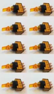 ILLUMINATED TOGGLE SWITCH ON/OFF 20 AMP 12VDC COLOR (10 PACK, AMBER)