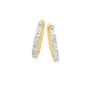 9ct Gold Two Tone 11mm Sparkle Huggie Earrings