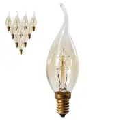 10 Pcs Amonson Lighting C35F Filament Edison-style E14 Bulbs Globes 40W Shape F
