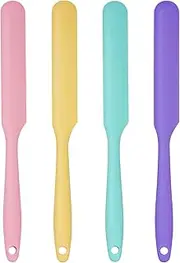 4pcs Silicone Spatula Set Heat Resistant Cake Cream Butter Spatulas Mixing Batter Scraper Non-Stick Flexible Baking Cooking Tool 4 Colors (mix color-3)