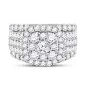 14k White Gold Round Diamond Bridal Wedding Ring Set 3-3/4 Cttw