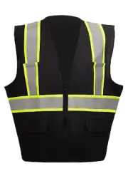 Security Black Reflective Two-Tone Zipper Closure Safety Vest Free Shipping