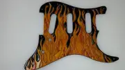 Leather pickguard Fender Stratocaster hand tooled "Mystic Flames" #2