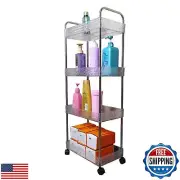 Narrow Shelf on Wheels Slim Rolling Storage Cart for Small Places Tight Space
