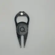Golf Divot Repair Tool And Bottle Opener With Magnetic Ball Marker Initial "Q"