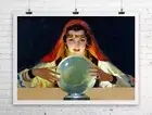 Mysterious Fortune Teller With Crystal Ball Fine Art Paper Giclee Print 32x24 in