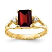 14K Yellow Gold 8x6mm Emerald Cut Garnet A Real Diamond ring