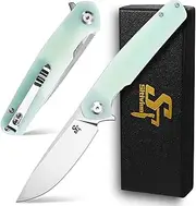 Sitivien ST102 Folding Knife, D2 Steel Blade, G10 Handle, EDC Tool Knife For Outdoor, Camping, Hunting, Survival (Turquoise)