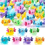 35 Pcs Mini Resin Axolotl, Miniature Animal Figurine, Garden Landscape Aquarium Dollhouse Ornament Potted Plants Decor for DIY Craft Garden Fairy Decoration Birthday Party Favor