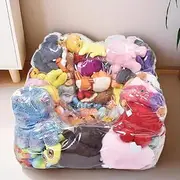 Clear Stuffed Animal Bean Bag Storage for Kids, Extra Large Waterparoof Bean Bag Chair Kids with Zipper, PVC Bean Bag Chair for Children Plush Toys Storage & Organizing