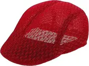 [LIFKOME] Elegant Beret Cap Men's Unisex Chef Hat for Kitchen Cooking Comfortable Breathable Food Service Cap Acrylic Material Dark Red