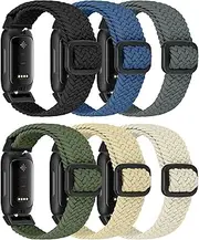 6 Packs Stretchy Loop Bands Compatible With Fitbit Inspire 3/Fitbit Inspire 2/Fitbit Inspire HR/Fitbit Inspire/Fitbit Ace 3/Fitbit Ace 2, Adjustable Nylon Braided Straps for Women Men