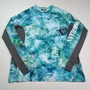 Magellan Outdoors Fishing Shirt Men's M Aquamarine Pro Angler UPF 50 Mossy Oak