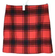 NWT TALBOTS Women's Wool Viscose Flannel A-Line Skirt Lined Plaid Black Red 14P