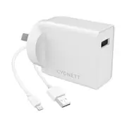 Cygnett CY3084POPLU PowerPlus 12W Wall Charger in White, Lightning to USB-A Cable