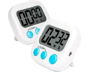 2 Pack Digital Kitchen Timer II 2.0 , Big Digits, Loud Alarm, Magnetic Backing, Stand, for Cooking