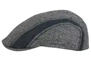 Stetson Mens Manatee Hat Flat Cap Ivy Golf Herringbone Wool Silk Linen - Grey - S