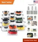 Microwave & Dishwasher Safe Glass Meal Prep Containers Set - 30 Pieces, Gray