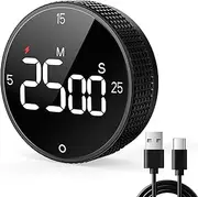 Allbean Rechargeable Digital Kitchen Timer, Large Display Magnetic Countdown Countup Timer, 3 Preset Times 5, 15, 25,Volume & Brightness Adjustable for Cooking Classroom Studying