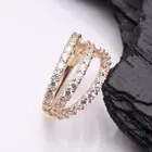 14 Karat Gold Triple Hoop Sparkle Rows Seamless Clicker Hoop Ring